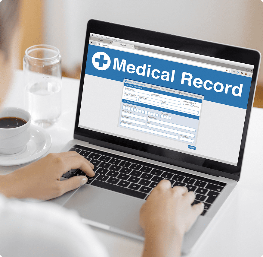 Digital health record on computer screen
