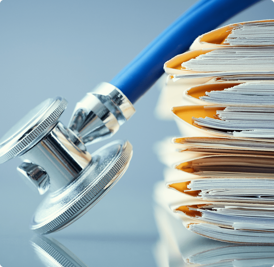 Stethoscope with stacked medical files